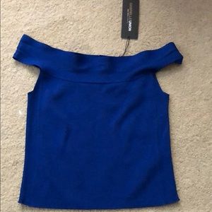Blue off shoulder tank